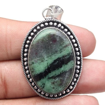 Pendant Ruby Zoisite Gemstone Handmade Gift For Her Silver Jewelry 2" - Image 1 of 4