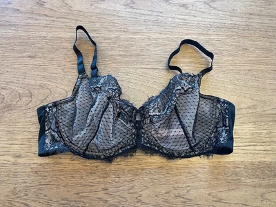 Sujetador Victoria's Secret Negro Malla Encaje 36DD Dream Angels Sin Forro Demi VS Foto 1 de 2