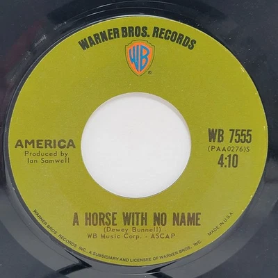 America A Horse / Everyone (no juke strip) 7" 45rpm VG+  Vinyl 70's Record 45 - Image 1 of 2