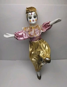 Pierrot? Harlekin Vintage beweglich Sammlerstück Porzellan Clown 9 Zoll handbemalt - Bild 1 von 16
