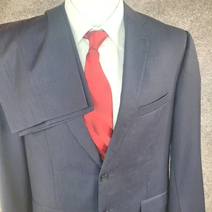 Joseph A Bank Anzug Slim Fit Blau Nadelstreifen Wolle Zweiteiler 42 L Hose 36x31 Slim - Bild 1 von 18