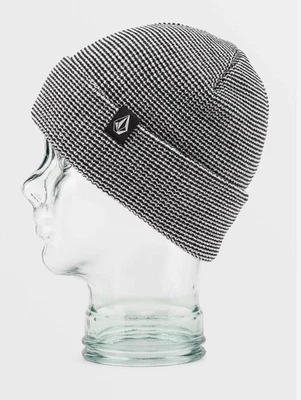 Volcom V.CO Baseline Beanie Black/White Knit Logo Patch Winter Hat - Image 1 of 2