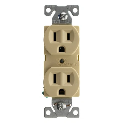 EATON COOPER BR15V-L COMMERCIAL DUPLEX RECEPTACLE, 15A, 120V, IVORY (10-PACK) - Image 1 of 2