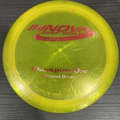 Innova Champion Orc PFN w/ Patent # Yellow w red Foil Disc Golf Driver 165G - Image 1 of 4