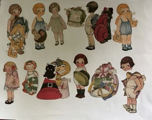 Lot of Early Dolly Dingle Paper Dolls with Outfits Newspaper / Magazine Cut Outs - Picture 1 of 15