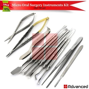 12Pcs Dental Micro Oral Surgery Instruments Kit Surgical Periodontal Surgery - Picture 1 of 13
