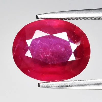 💎 Rubí rojo rosado ovalado de 2,72 quilates 10x8 mm - Gema de Mozambique llena de vidrio térmico Foto 1 de 4