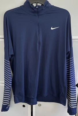 Nike Dri-FIT Running Shirt Mens Blue XL Long Sleeve Reflective Athletic Top - Image 1 of 4