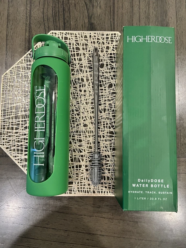 GLASS water bottle HIGHERDOSE 1L  luxury Silicone Sleeve fabulous gift Stanley  - Image 1 of 4