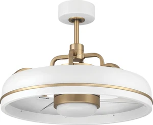 Taylor 20" Dual Mount Indoor White/Satin Brass Finish Ceiling Fan, LED Light Kit - Picture 1 of 3