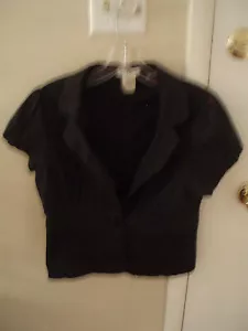 HAVE & HAVE BLACK TEXTURED MATERIAL S/S ONE BUTTON ADORABLE JUNIORS XL JACKET - Picture 1 of 5
