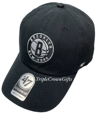 NBA Brooklyn Nets ('47 Brand) Clean Up Hat Adjustable Strap Black - Image 1 of 4