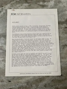 Boletín informativo ECM 1980 (Keith Jarrett "Scared Ground" edición LP) - Imagen 1 de 4