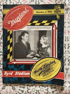 1954 Univ. Of Maryland vs. North Carolina State Homecoming Football Game Program - Picture 1 of 5
