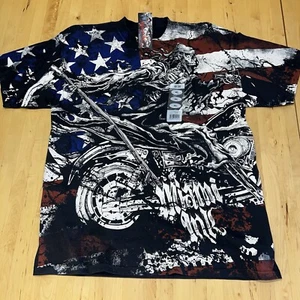Miami Ink Shirt Men XL Grunge Y2K Mega Print Skulls Biker - Picture 1 of 6
