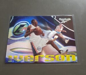 ALLEN IVERSON NBA REEBOK PROMO CARD SKYBOX PREMIUM 1997-98 HOLO RARE # 76ers