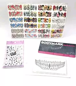 Lote Halloween Gótico Disfraz Horror Juegos con disfraces Temp Tatuaje Arte en Uñas Envoltura Cuerpo Pluma Nuevo - Imagen 1 de 7