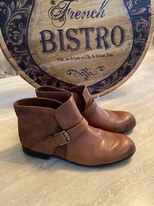 LEATHER ANKLE BOOTS W/SIDE BUCKLE SZ 8 BROWN- FALL BOOT  Franco Sarto Booties - Picture 1 of 5