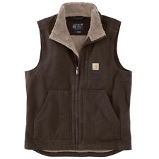 ** Carhartt Men's X-Large Dark Brown Washed Duck Sherpa-Lined Mock Neck Vest