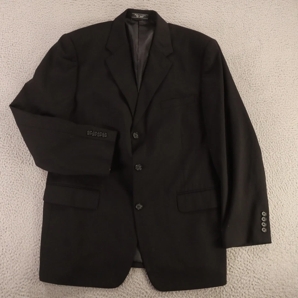 Jeffrey Banks Jacket M Black 100% Wool Twill Worsted Blazer Sport Coat 42R - Image 1 of 4