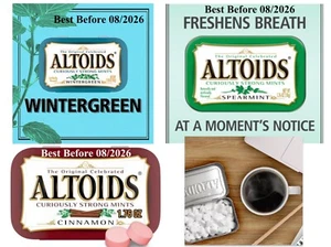 ALTOIDS Wintergreen Cinnamon Spearmint American Mints Tin 50g UK STOCK BB OCT 26 - Picture 1 of 14