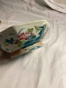 Antique Chinese Famille Bowl Handpainted Floral Enameled Jaune Footed - Picture 1 of 7