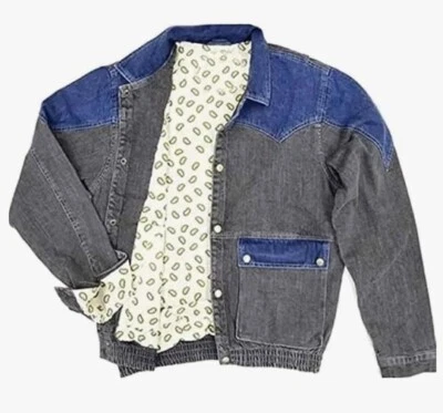 Future Marty-McFly Grey Denim Jacket for Mens-Retro Vintage Mcfly Jean Jacket - Image 1 of 4