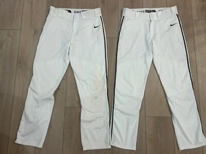 Pair 2 Nike BSBL Baseball Pants Men’s Large White Breathable Stretch Sportswear - Picture 1 of 5