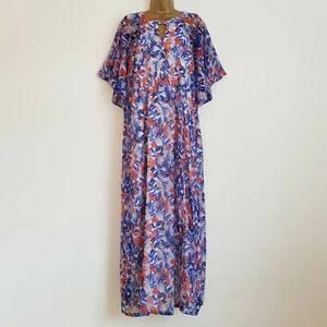 NEW Ex ANN HARVEY Plus Size 16-30 Fig Tree Floral Chiffon Maxi Dress Blue White - Picture 1 of 9