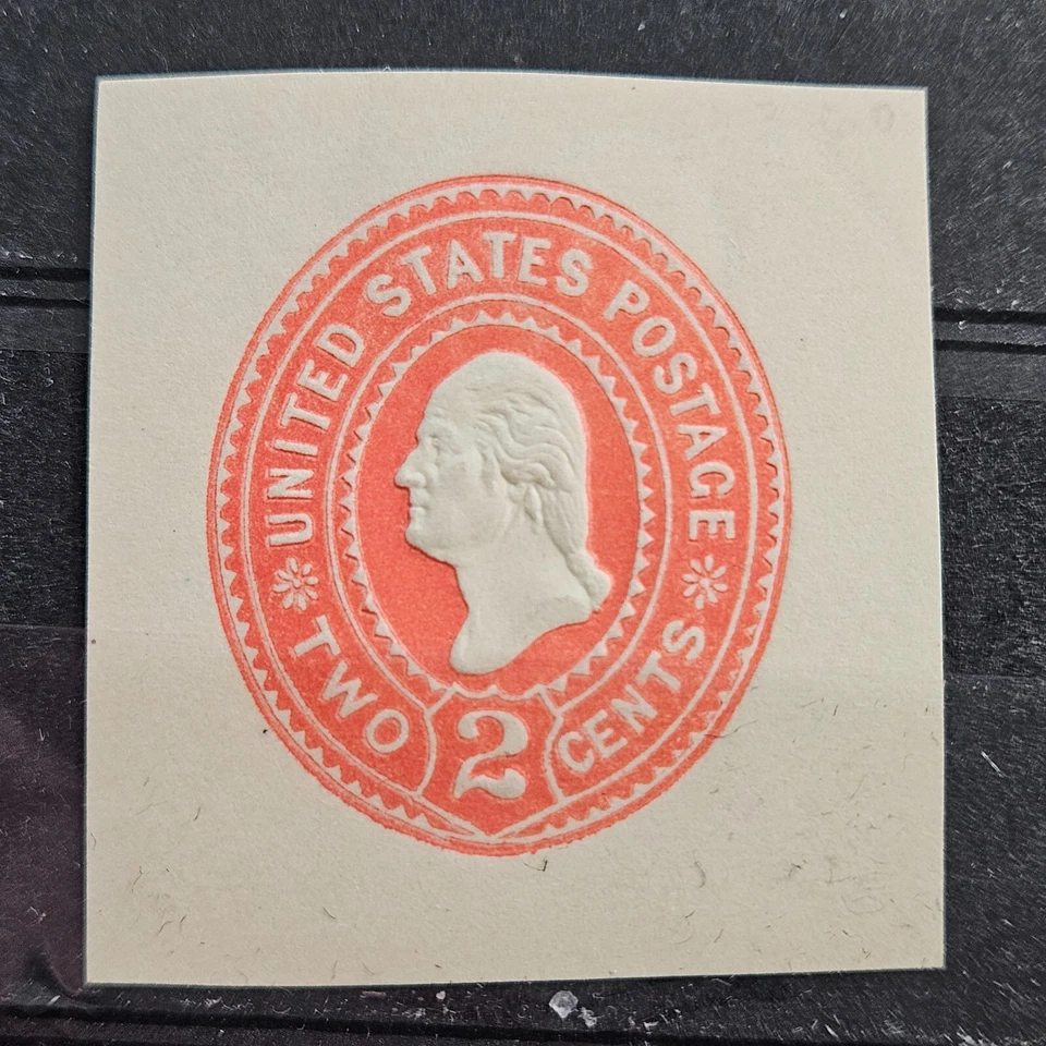 US Cut Square Sc U359, 2c red on amber, Mint CV$15.00 (504C89) - Image 1 of 1