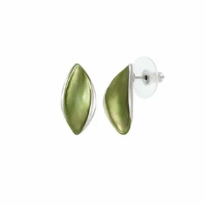 Haven Olive Green Enamel Silver Tone Stud Pierced Earrings - Picture 1 of 2