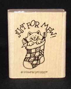 Cat in Christmas Socking Single Rubber Stamp from Stampin Up Set Tags, ETC. - Picture 1 of 3