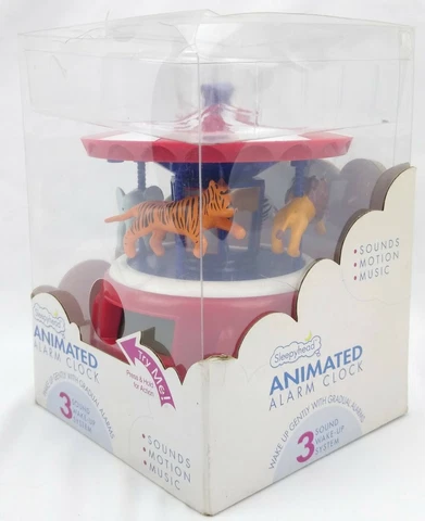 New Sleepyhead Animated Alarm Clock Carousel Medley Sounds Music Motion Cover