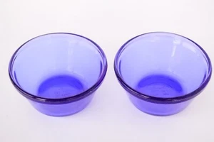 Pair Cobalt Blue Custard Cup Dish Small Bowl 6 oz USA - Picture 1 of 3