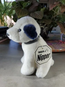RCA Nipper Dakin, 6 1/2 inches, White, Tags, Blue Ears, Collar, RARE - Picture 1 of 6