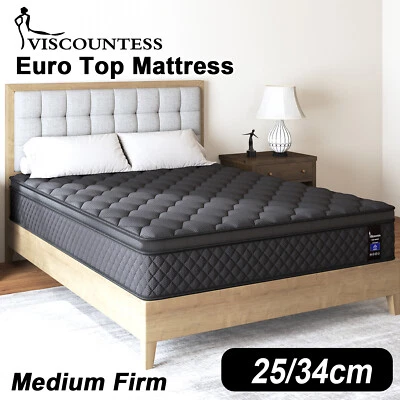 Viscountess Mattress Euro Top Memory Foam Bed Queen Double King Single 25cm 34cm - image 1 of 4