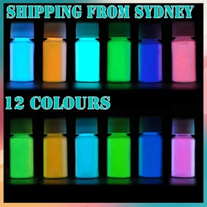 12 Colours Glow In the Dark Powder Colorant Dye Luminous Resin Paint Pigment Kit - Picture 1 of 10