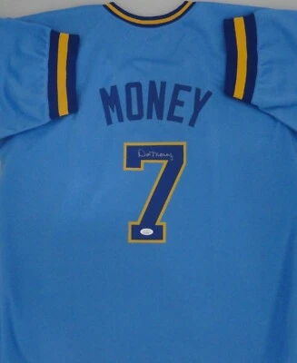 Camiseta deportiva azul Brewers 82 AL Champ DON MONEY firmada réplica personalizada AUTO - JSA Foto 1 de 3
