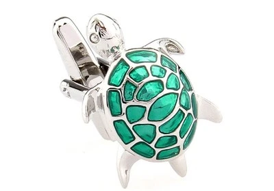 Gemelos Tortuga Verde Plata Tortuga Mar Boda Elegante Caja de Regalo Envío Gratis EE. UU. Foto 1 de 3