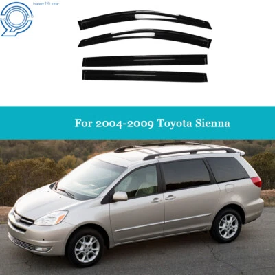 Window Vent Visor Sun Rain Deflector 4PCs For 2004-2008 2009 Toyota Sienna Black Foto 1 de 4