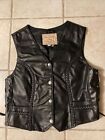 Walter Dyer Leather Motorcycle Vest Mercury Dime Buttons Ties Made in USA XL