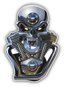 "Calcomanía pegatina parachoques de coche con motor calavera de metal - ""TAMAÑOS""" - Imagen 1 de 1