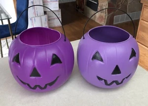 2 General Foam Jack-O-Lantern Purple Candy Buckets Blow Mold Pumpkin Halloween - Picture 1 of 8