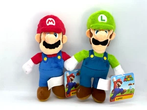 Nintendo Super Mario Bros. Mario & Luigi 8in Stuffed Plush NWT Lot of 2 - Picture 1 of 9