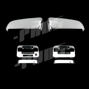 For 2009-10 11 12 13 14 FORD F150 Chrome TOP Mirror+2 Door HANDLE W/ KP Cover - Picture 1 of 1