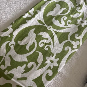 Pottery barn twin size flat sheet lime green white geometric floral - Picture 1 of 4