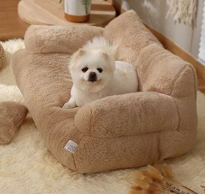 Sofá cama lavable para mascotas gatos perros camas sofá mullido antideslizante tamaño XXL color café Foto 1 de 3