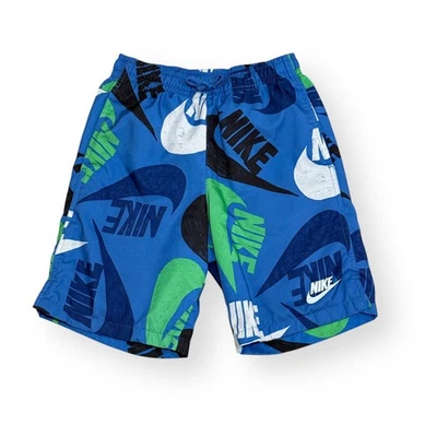 Baús de natação Nike meninos jovens tamanho médio azul verde branco logotipo estampa Swoosh forrado - Imagem 1 de 4