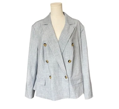 Blazer Jaqueta Venus Azul Peito Duplo Tamanho 20 Novo com etiquetas Carreira Preppy Business - Imagem 1 de 4