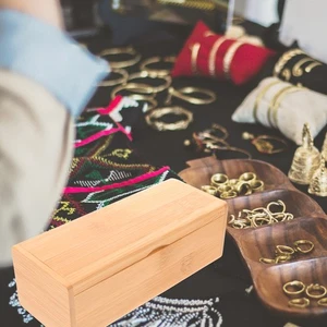 Bamboo Storage Box Vintage Treasure Chest Lidded Eyeglasses Case - Bild 1 von 12